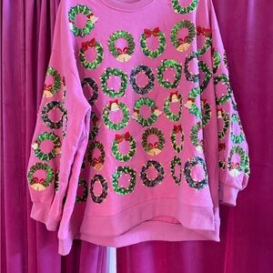 QOS Pink Wreath Sweatshirt